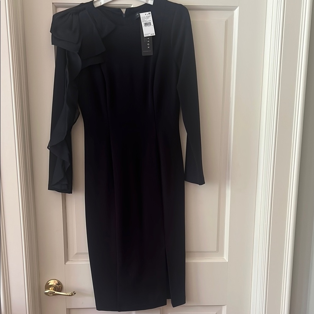 Aidan Mattox Black One Shoulder Sheath Dress